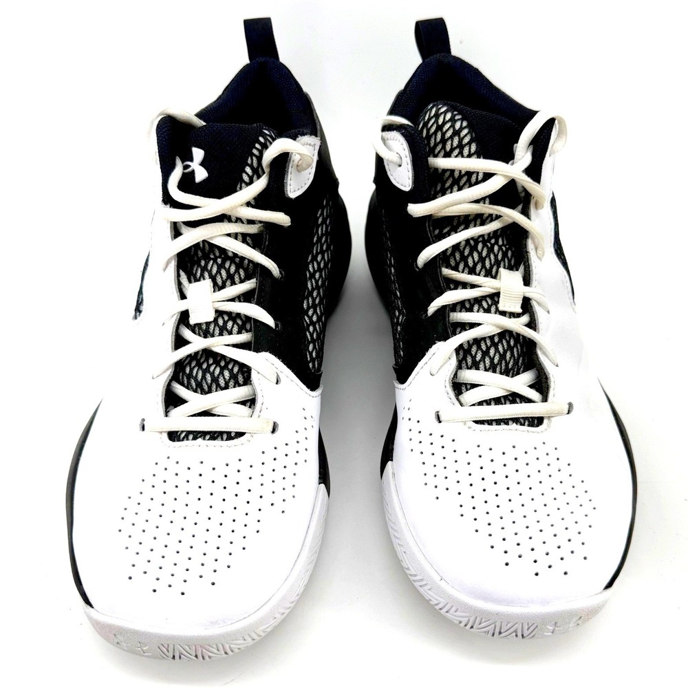 Under Armour Lockdown 5 Basketball Shoes Mens 10 White Black Athletic Shoes - Picture 6 of 11